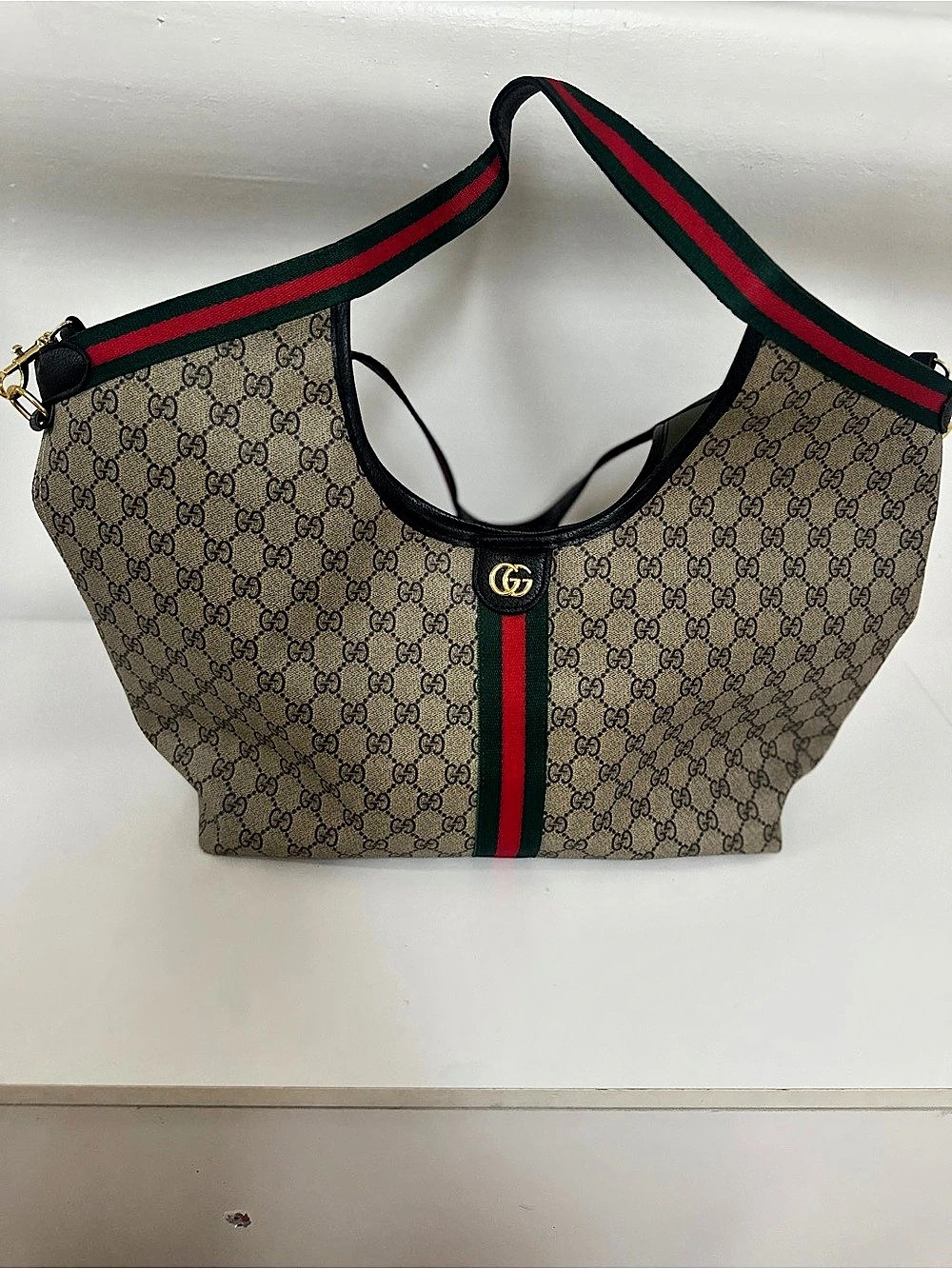 Medium Tote Bag in Brown & Green